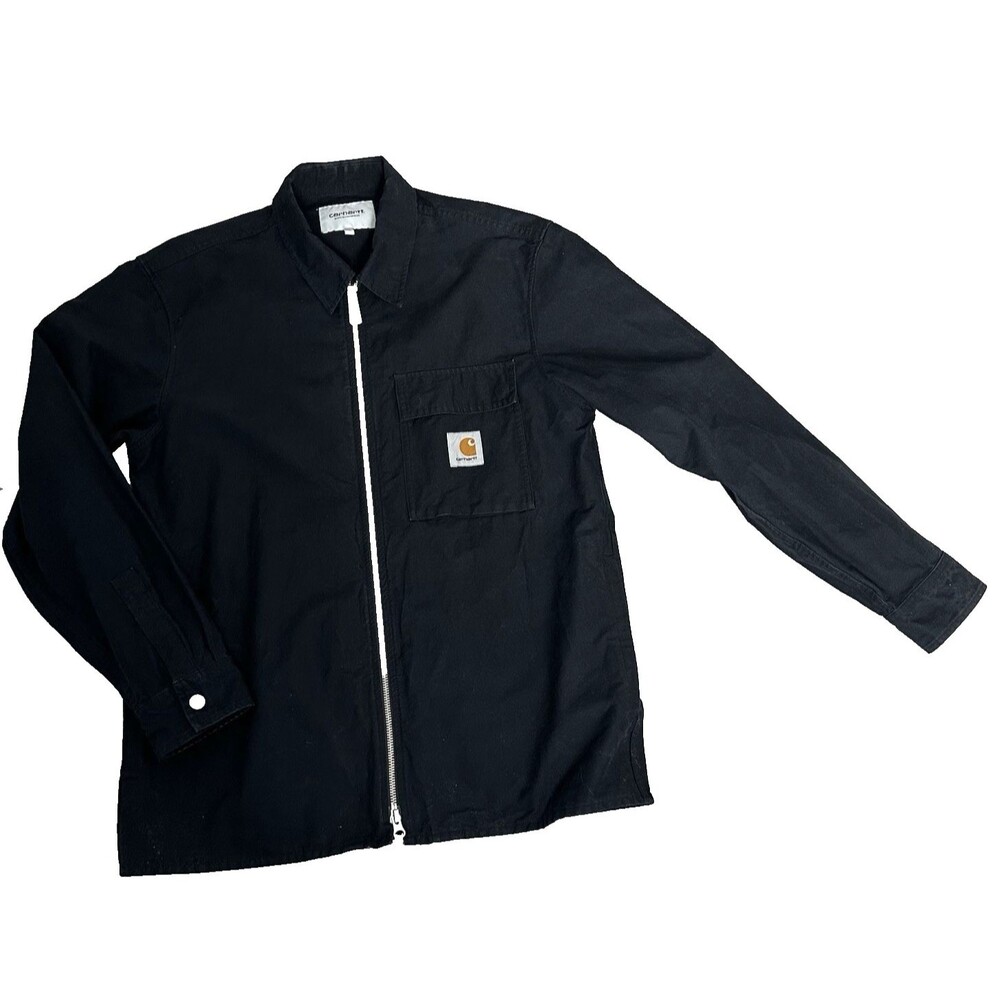 Carhartt WIP Men's Medium Lander Shirt Jacket Black 100% Cotton Zip Up Pockets